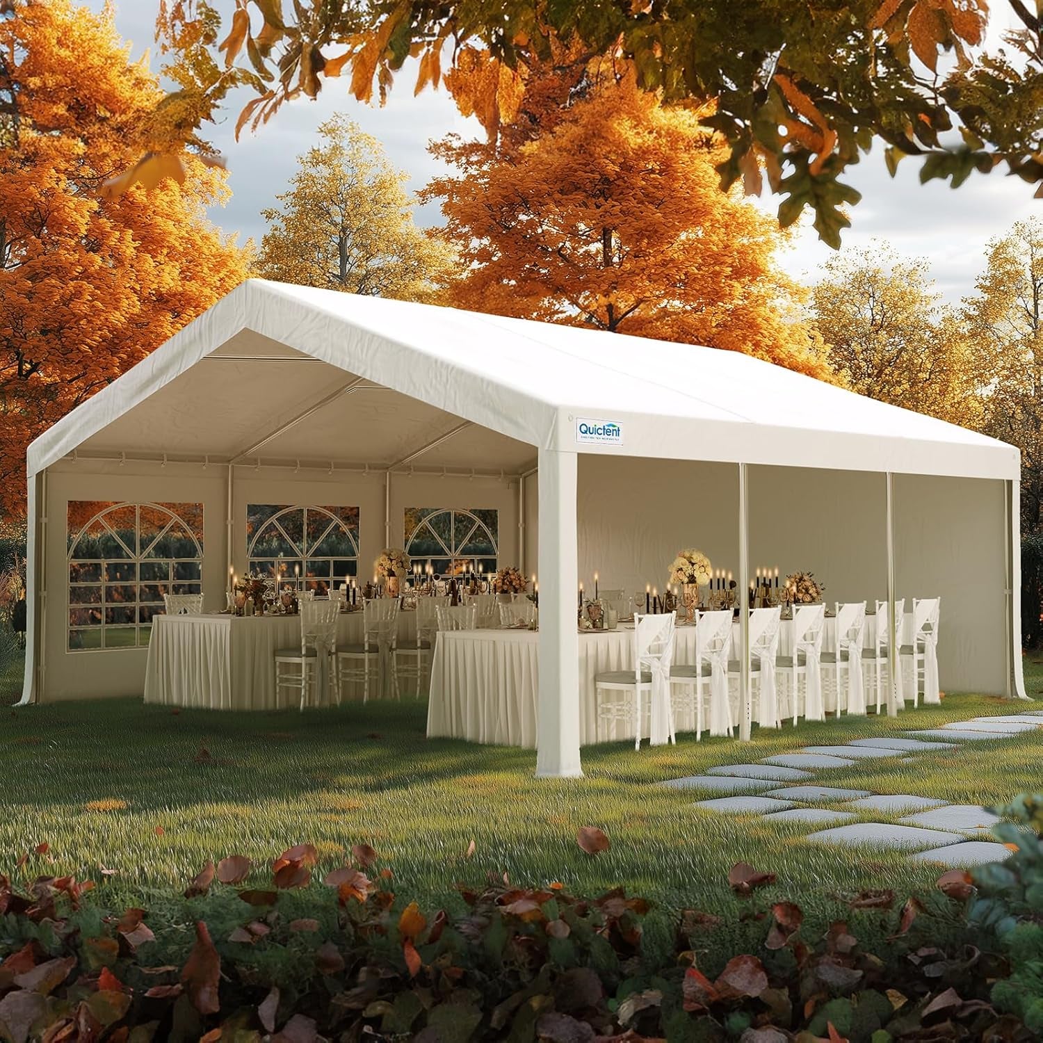 16X20 Party Tent Heavy Duty Outdoor Canopy Tent Carport Wedding Event Shelter BBQ Wedding Tents for Parties with Storage Bags(Church)
