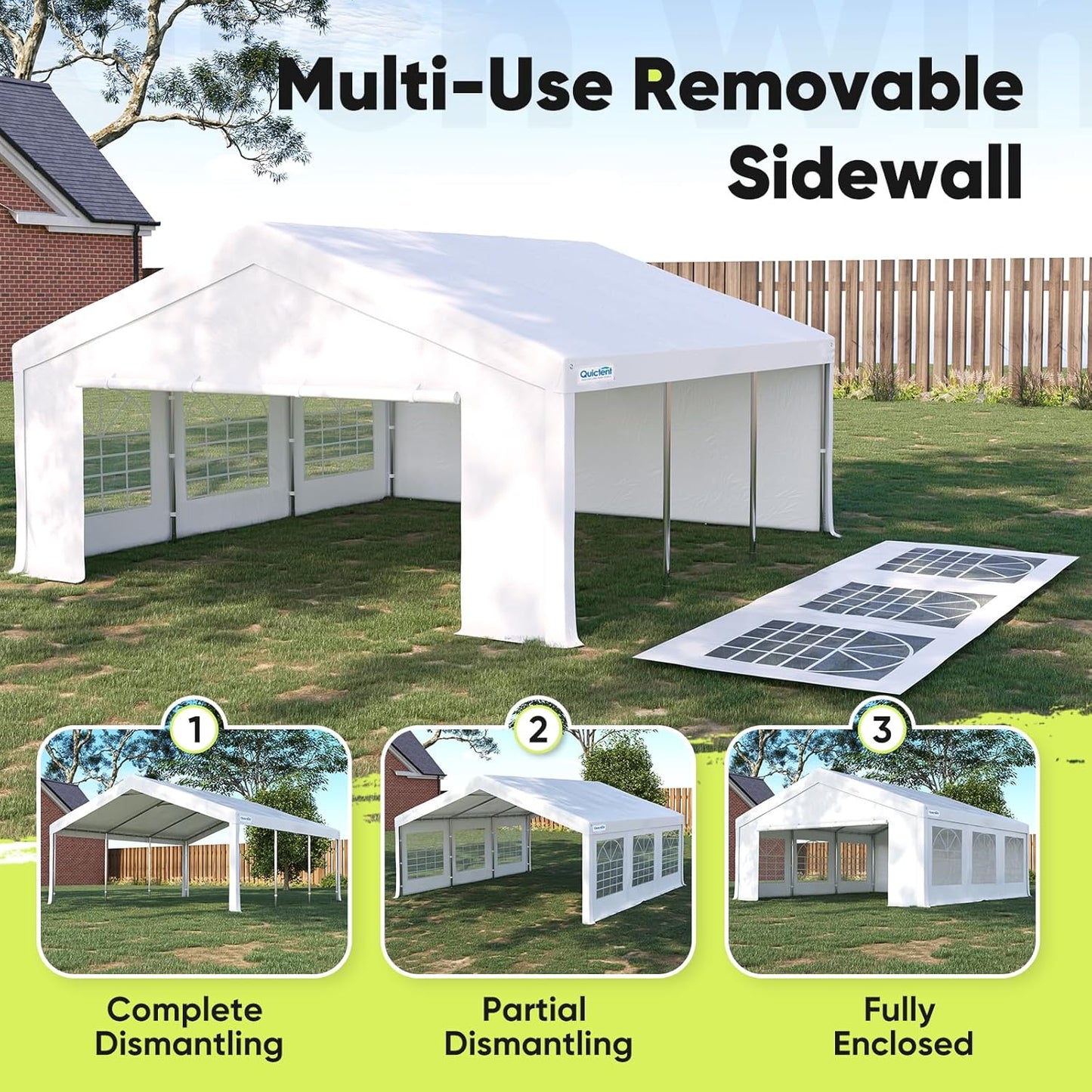 16X20 Party Tent Heavy Duty Outdoor Canopy Tent Carport Wedding Event Shelter BBQ Wedding Tents for Parties with Storage Bags(Church)