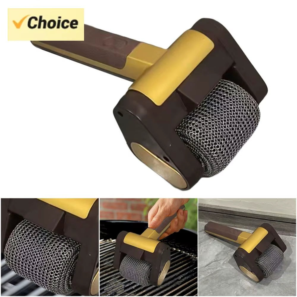 Electric Grill Cleaner Stainless Steel Roller Grill Cleaner Brush Rechargeable Grill Cleaning Scrub Brush Barbecue Cleaner Tools