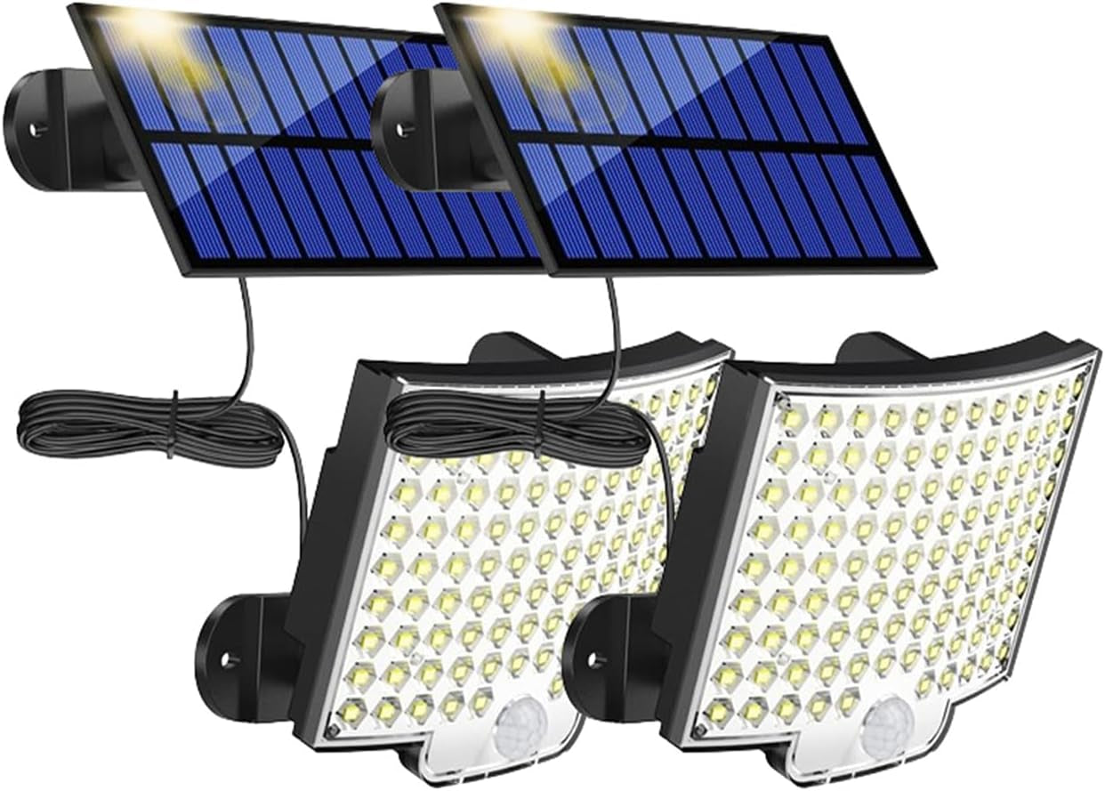 Solar Outdoor Lights Waterproof, LED Security Lights with 16.5 Ft Cable, Motion Sensor Lights, Flood Light for Streets, Courtyards,Parking Garages