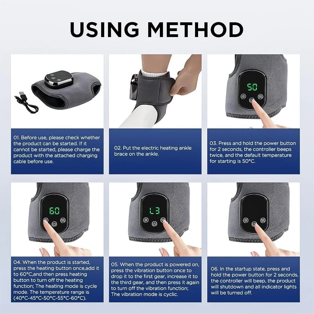 2026 Upgraded Rejuvacare Foot Massager, Foot Renew Triple Method Massager with 3 Vibration Modes & 5 Heat Levels, Ankle Massager for Circulation & Pain Relief, for Neuropathy (1PC)