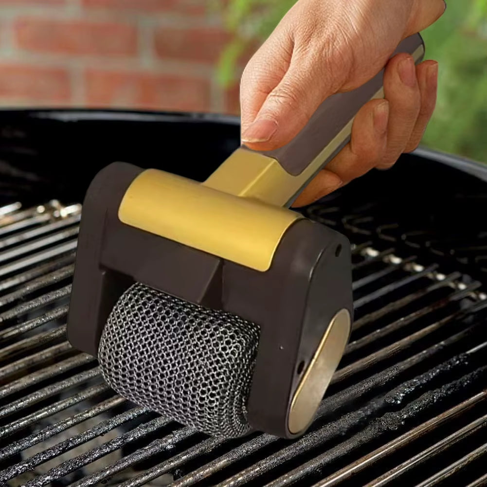 Electric Grill Cleaner Stainless Steel Roller Grill Cleaner Brush Rechargeable Grill Cleaning Scrub Brush Barbecue Cleaner Tools