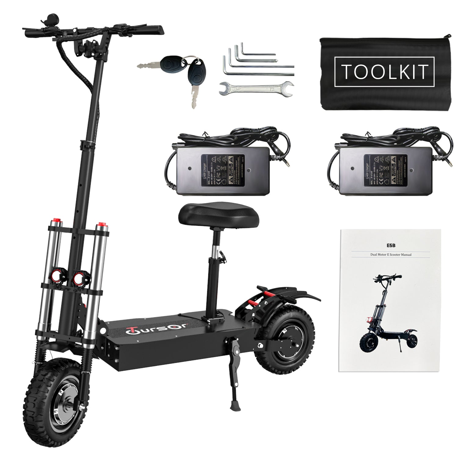 Electric Scooter with Seat, 6000W Power Dual Motor Top Speed 50MPH 60V 35Ah Battery 50 Miles Range, 11 Inch Off-Road Tires for Street Commuting and Limit Offroad