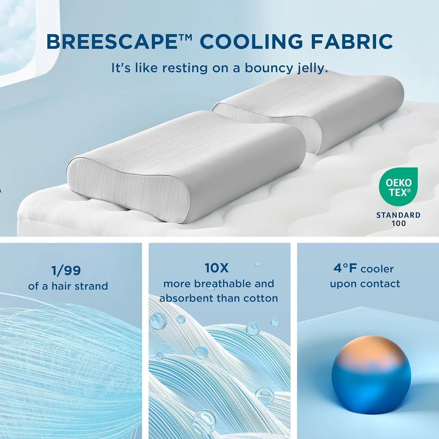 Queen Memory Foam Pillows - Cooling Bed Pillow for Side,Back,Stomach Sleepers,Gray