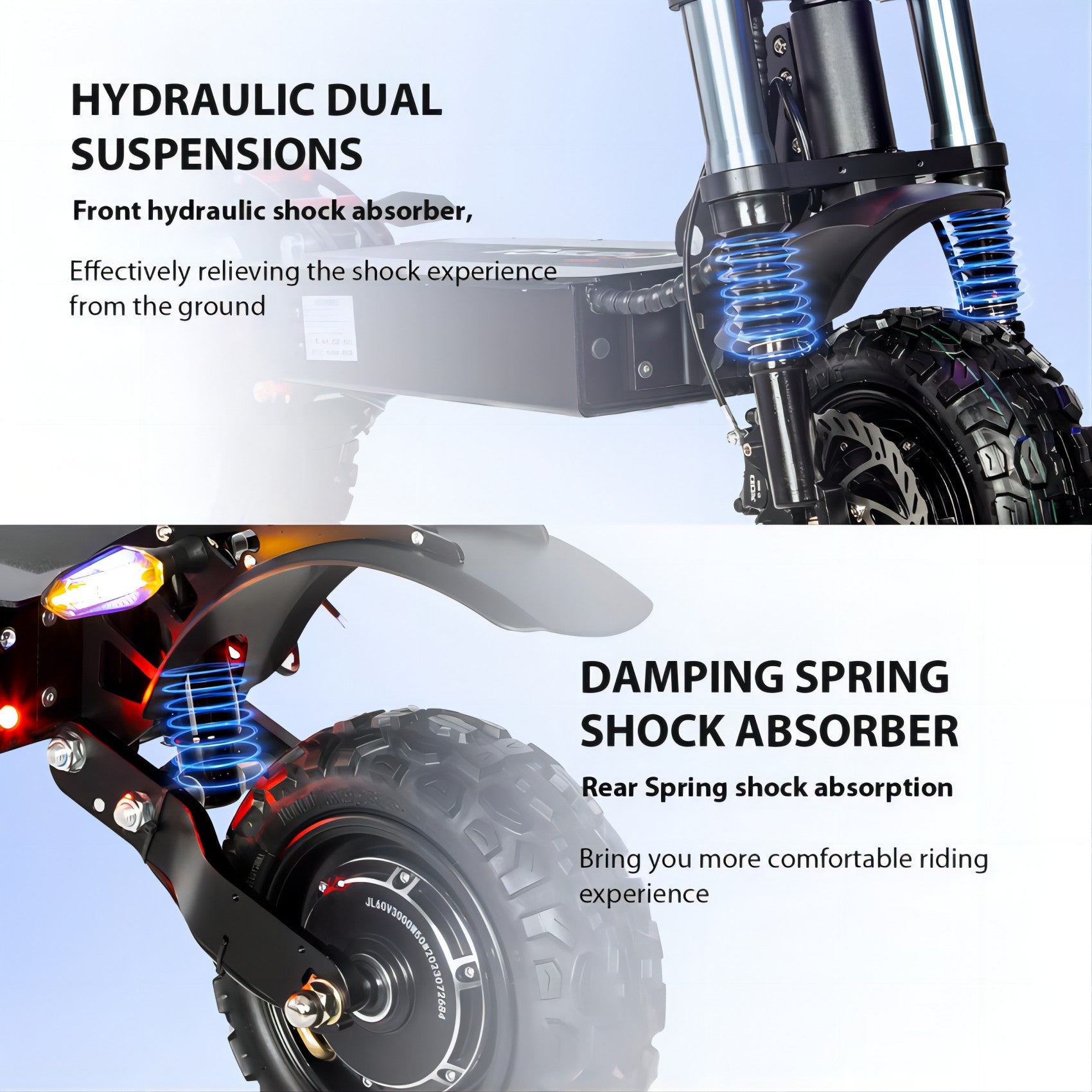 Electric Scooter with Seat, 6000W Power Dual Motor Top Speed 50MPH 60V 35Ah Battery 50 Miles Range, 11 Inch Off-Road Tires for Street Commuting and Limit Offroad