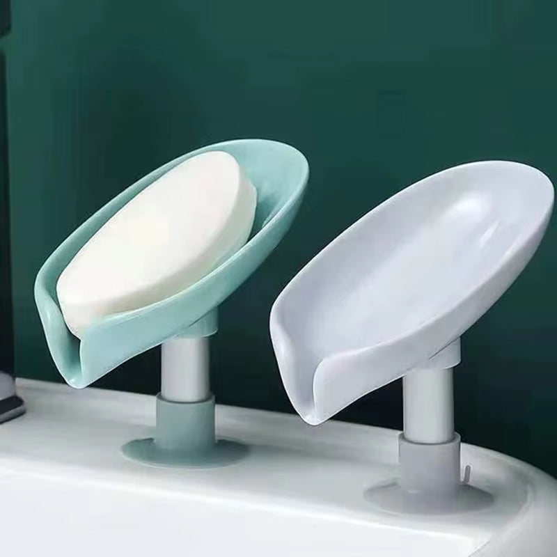 1Pcs Drain Soap Holder Leaf Shape Soap Box Suction Cup Tray Drying Rack for Shower Sponge Container Kitchen Bathroom Accessories