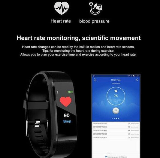 Smart Bracelet with Bluetooth Wristband Heart Rate Monitor Watch Activity Fitness Tracker