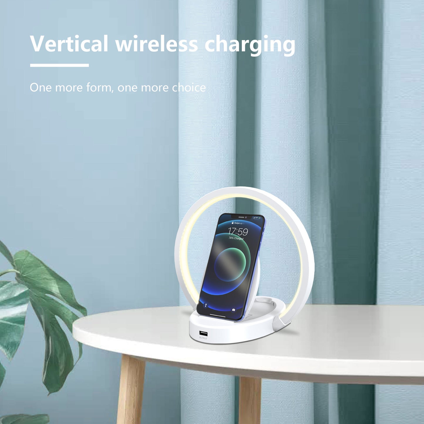 Night Lights Lamp Bluetooth Speaker Table Light with 10W Wireless Charger USB Port Phone Holder with Dynamic Color