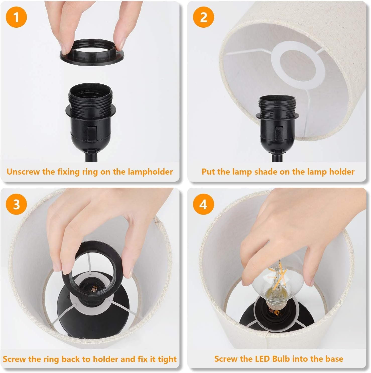 Set of 2 Touch Control 3-Way Dimmable Table Lamp with 2 USB Ports Modern Nightstand Lamp with AC Outlet Bedside Lamps with Fabric Shade Desk Lamp for Living Room Bedroom Hotel, Cream, Bulbs Included