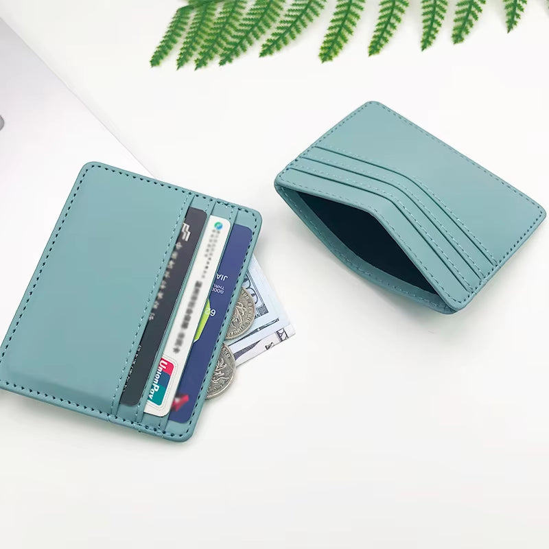 PU Leather ID Card Case - Slim Multi-Slot Holder for Bank/Credit Cards