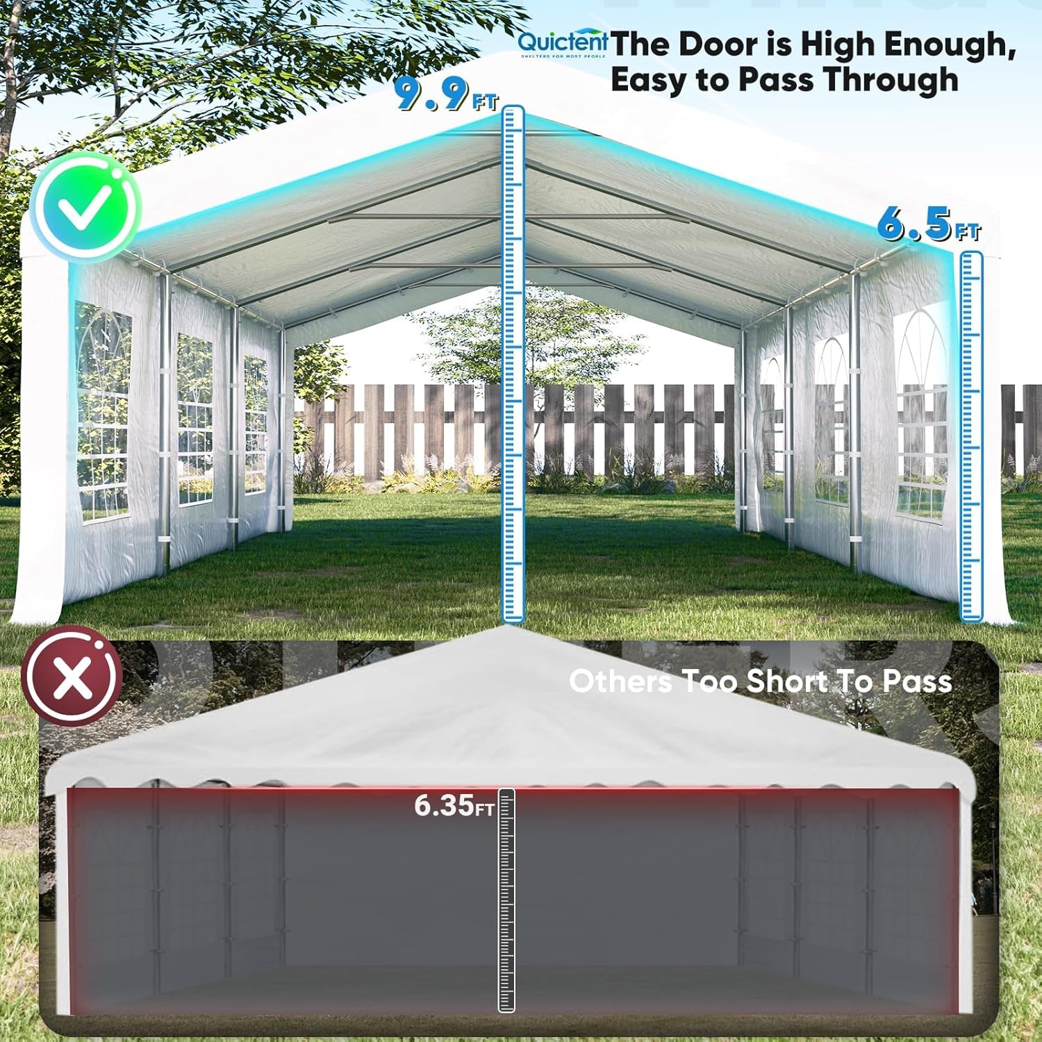 16X20 Party Tent Heavy Duty Outdoor Canopy Tent Carport Wedding Event Shelter BBQ Wedding Tents for Parties with Storage Bags(Church)