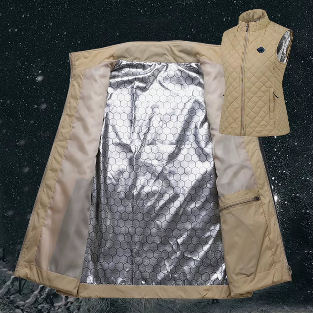 Women 21-Zone Electric Heating Vest Autumn and Winter Cotton Vest Electric Heating Thermal Vest Jackets Heated Coat for Women