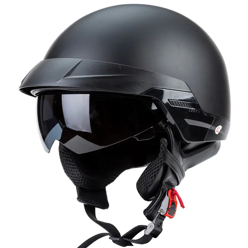Retro Harley Motorcycle Helmet with Built-in Visor