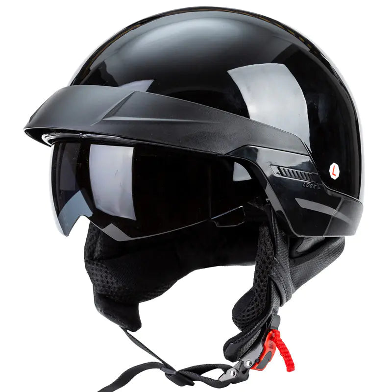 Retro Harley Motorcycle Helmet with Built-in Visor