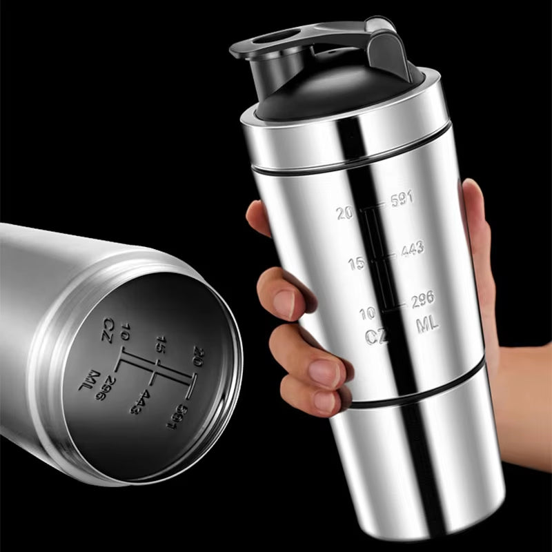 Stainless Steel Protein Shaker Cup Portable Fitness Sports Mug Nutrition Shakers Cup Water Bottles Water Cup Portable Shakers