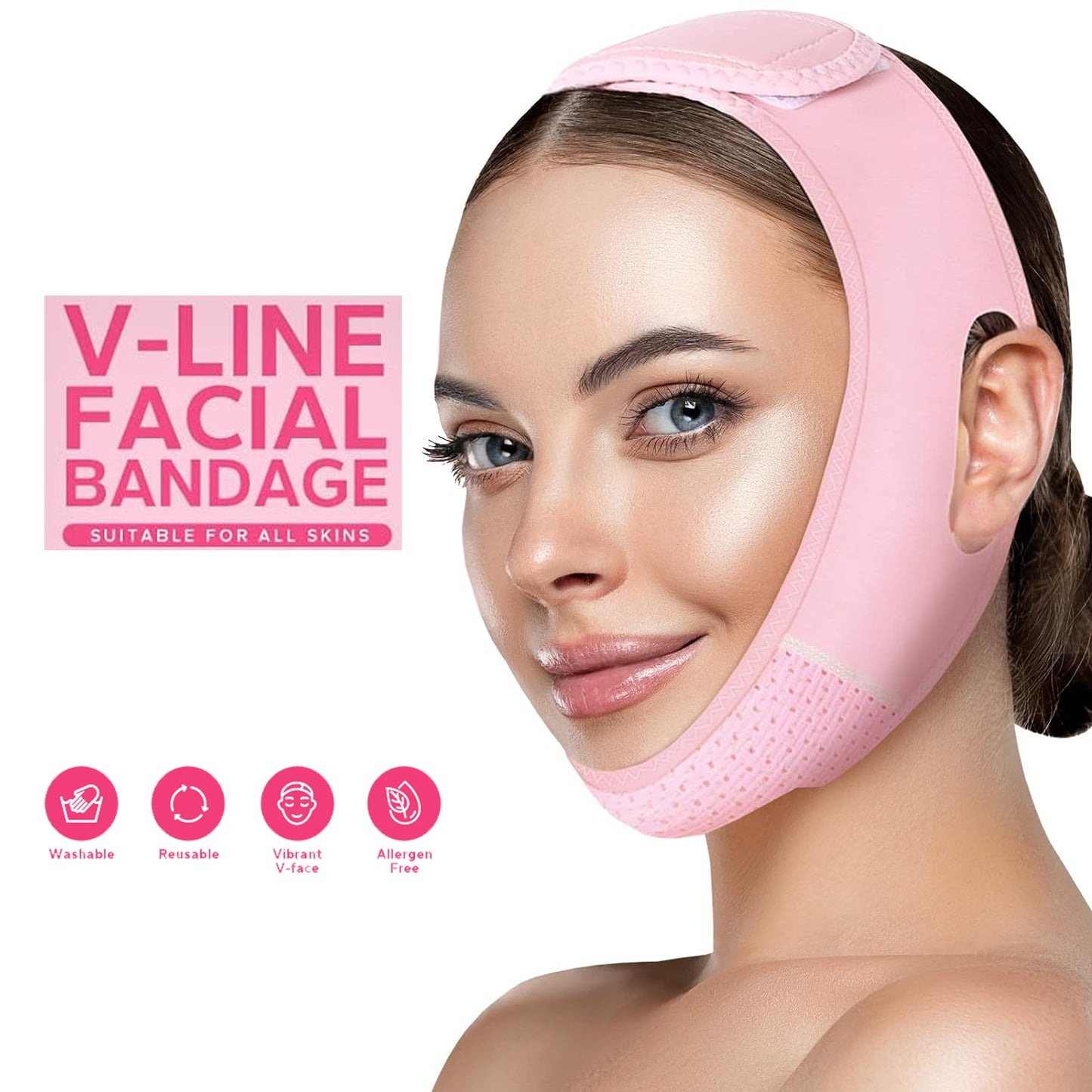 Reusable V Line Mask Facial Slimming Strap Double Chin Reducer Chin up Mask Face Lifting Belt V Shaped Slimming Face Mask