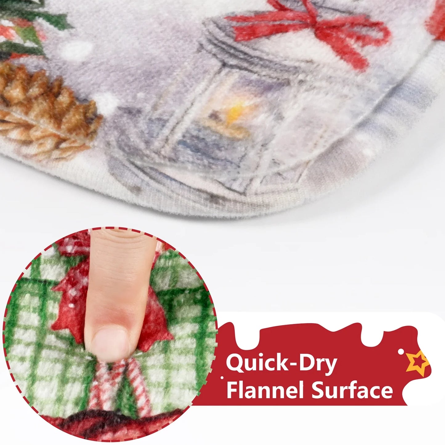 Merry Christmas Shower Curtain Sets with Rugs, Xmas Trees Snowman Bathroom Sets, Red Farmhouse Waterproof Fabric Shower Curtain with 12 Hooks and Toilet Rugs