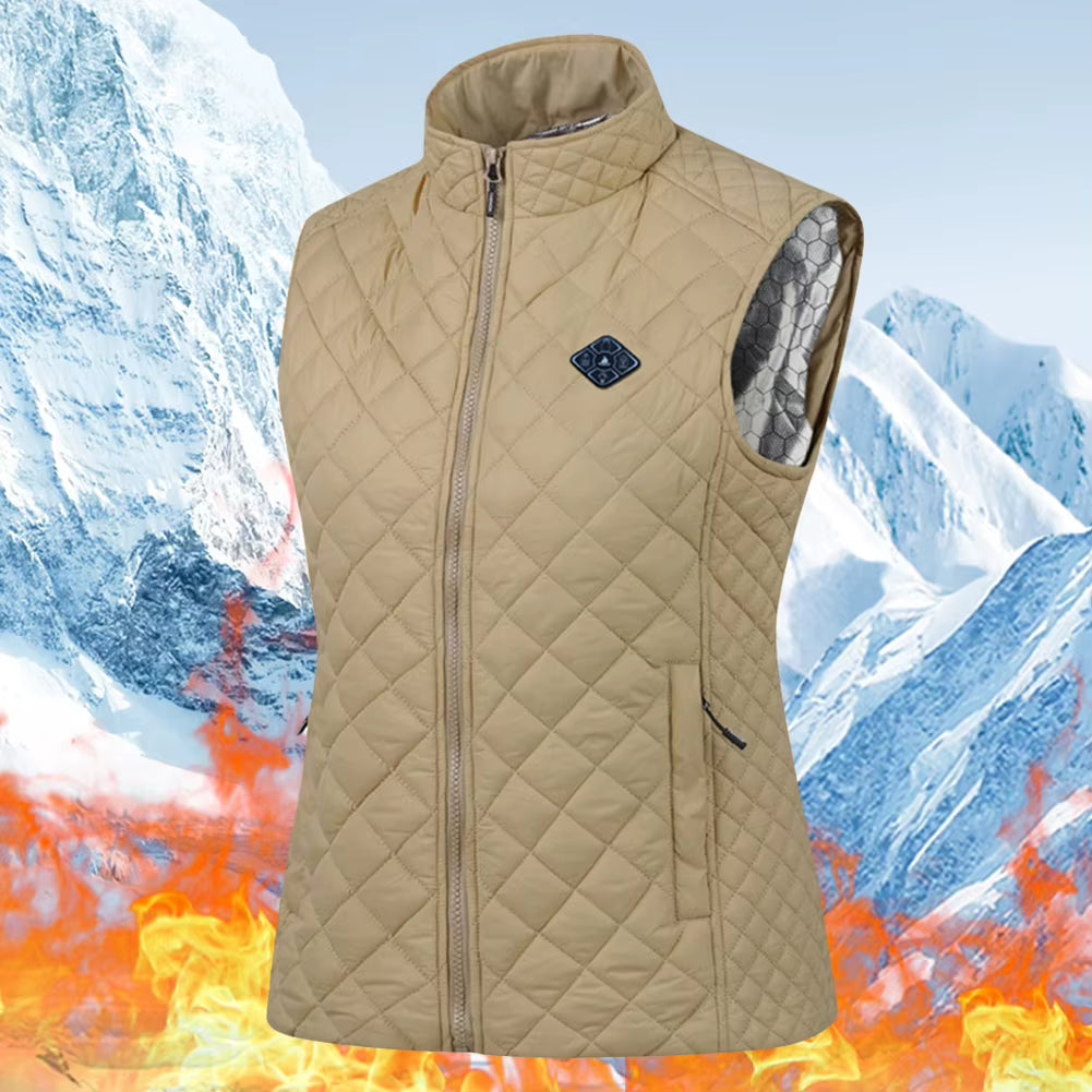 Women 21-Zone Electric Heating Vest Autumn and Winter Cotton Vest Electric Heating Thermal Vest Jackets Heated Coat for Women