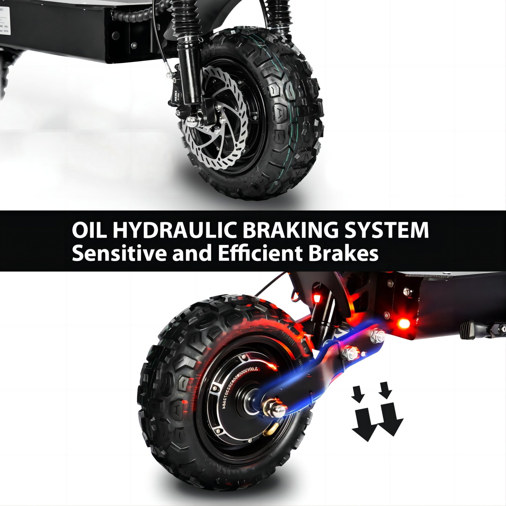 Electric Scooter with Seat, 6000W Power Dual Motor Top Speed 50MPH 60V 35Ah Battery 50 Miles Range, 11 Inch Off-Road Tires for Street Commuting and Limit Offroad