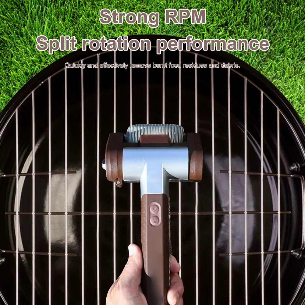 Electric Grill Cleaner Stainless Steel Roller Grill Cleaner Brush Rechargeable Grill Cleaning Scrub Brush Barbecue Cleaner Tools
