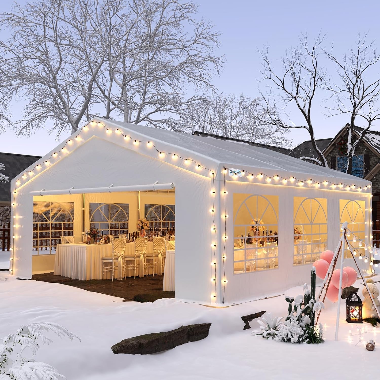 16X20 Party Tent Heavy Duty Outdoor Canopy Tent Carport Wedding Event Shelter BBQ Wedding Tents for Parties with Storage Bags(Church)