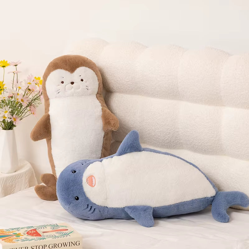 Seal Shark Plush Toy Soft Pillow Animal Stuffed Marine Life Sea Otter Soft Doll Simulation Sleep Cushion Christmas Birthday Gift