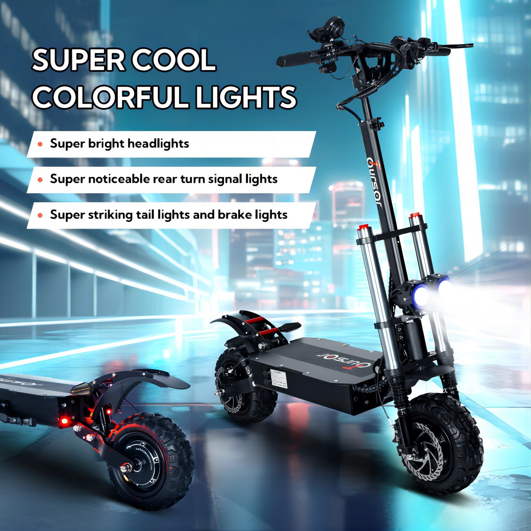 Electric Scooter with Seat, 6000W Power Dual Motor Top Speed 50MPH 60V 35Ah Battery 50 Miles Range, 11 Inch Off-Road Tires for Street Commuting and Limit Offroad