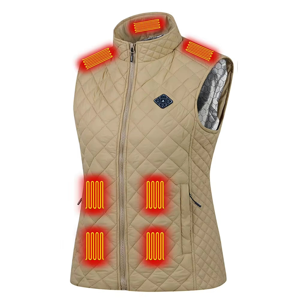 Women 21-Zone Electric Heating Vest Autumn and Winter Cotton Vest Electric Heating Thermal Vest Jackets Heated Coat for Women