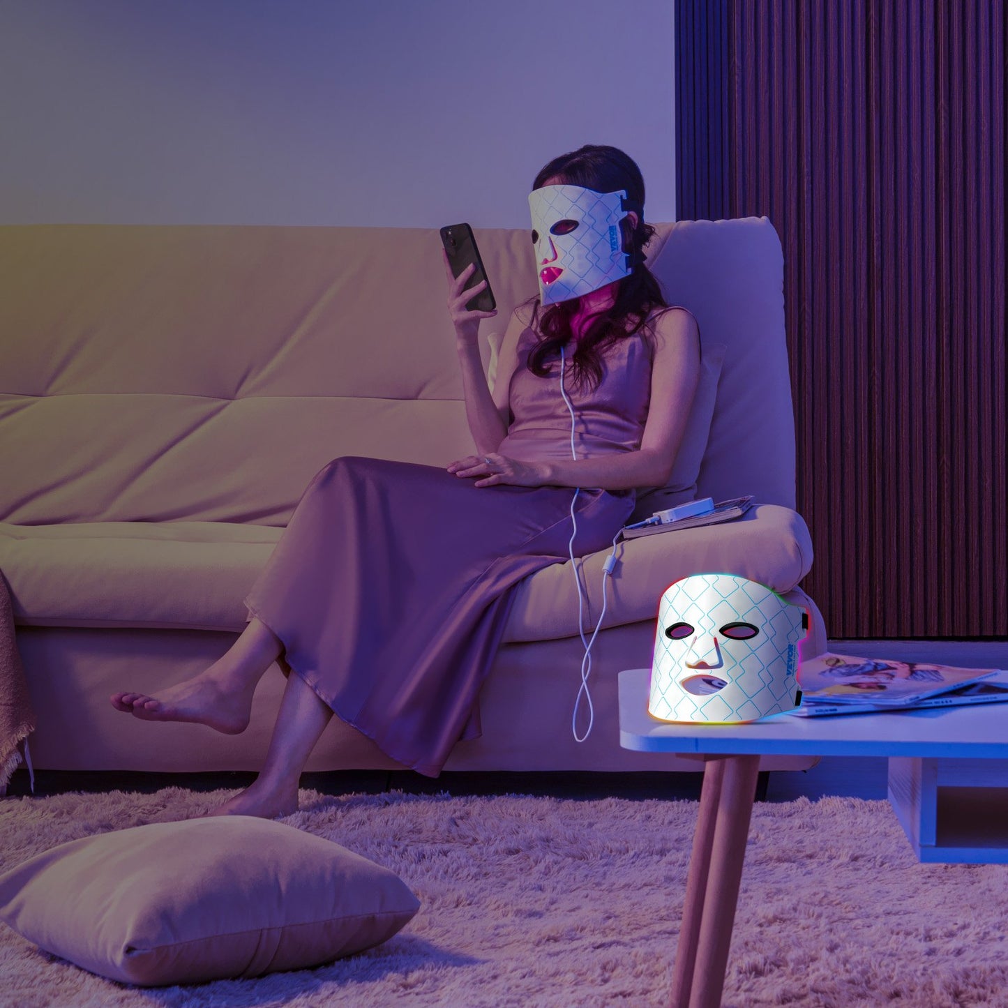 VEVOR Red Light Therapy Mask 7-Color LED Face Mask Light Therapy with 850Nm NIR